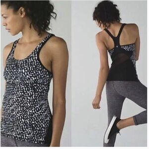LULULEMON Crossback Tank II Net Pop Mesh Back White Black Size 4‎ Women's